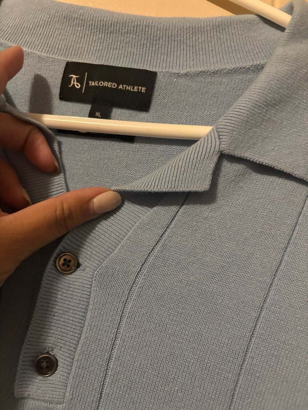 Tailored Athlete Blue 100% Cotton Ribbed Knit Short Sleeve Polo Shirt XL - Picture 2 of 4
